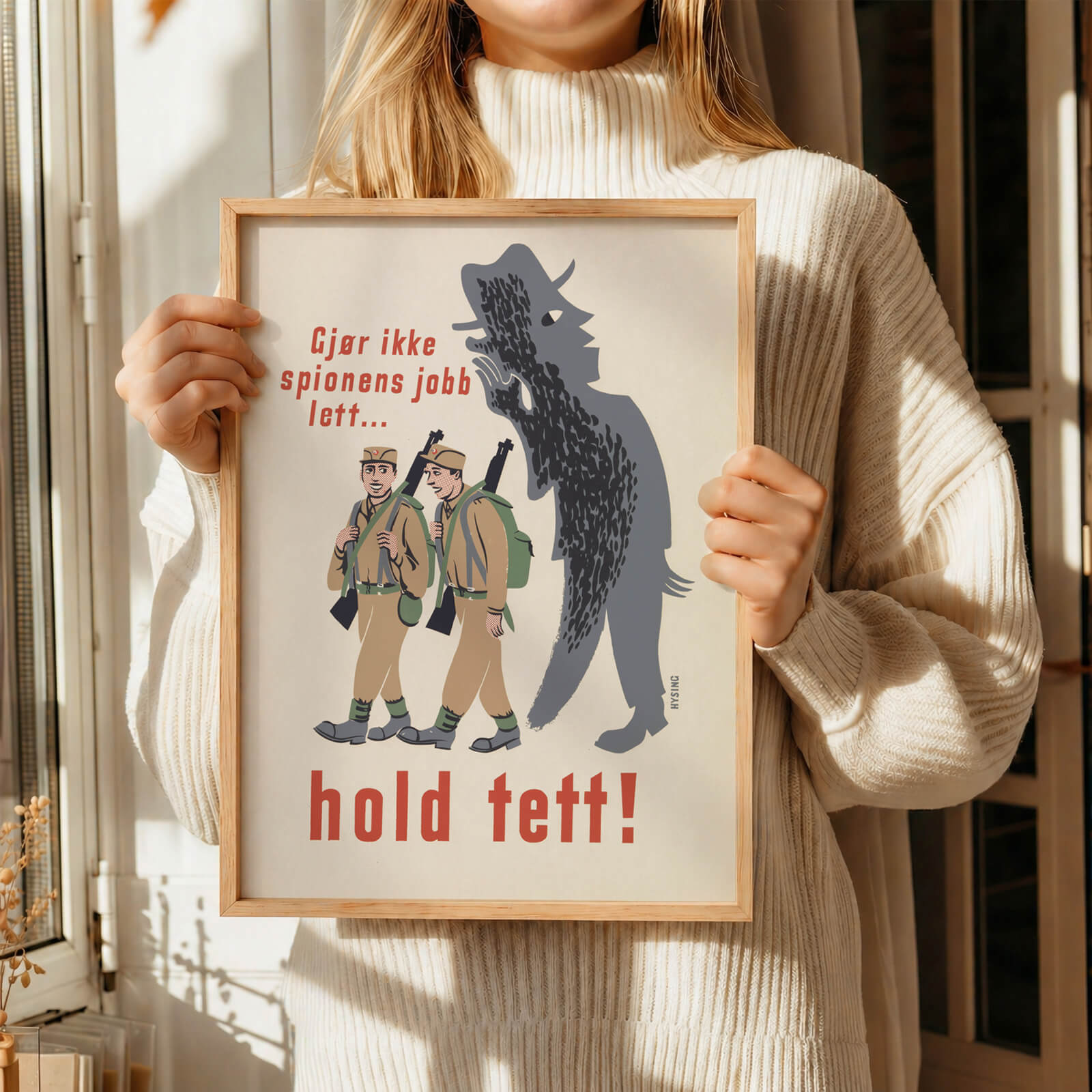 Närbild av Hold Tett! som vintageillustration och poster från Historly