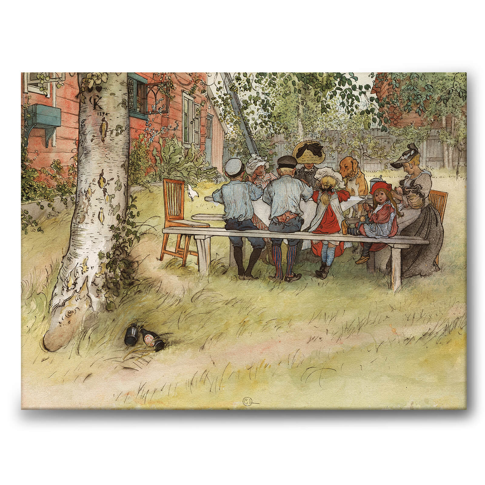 Frukost under Stora Björken av Carl Larsson som konstposter från Historly – bild 1