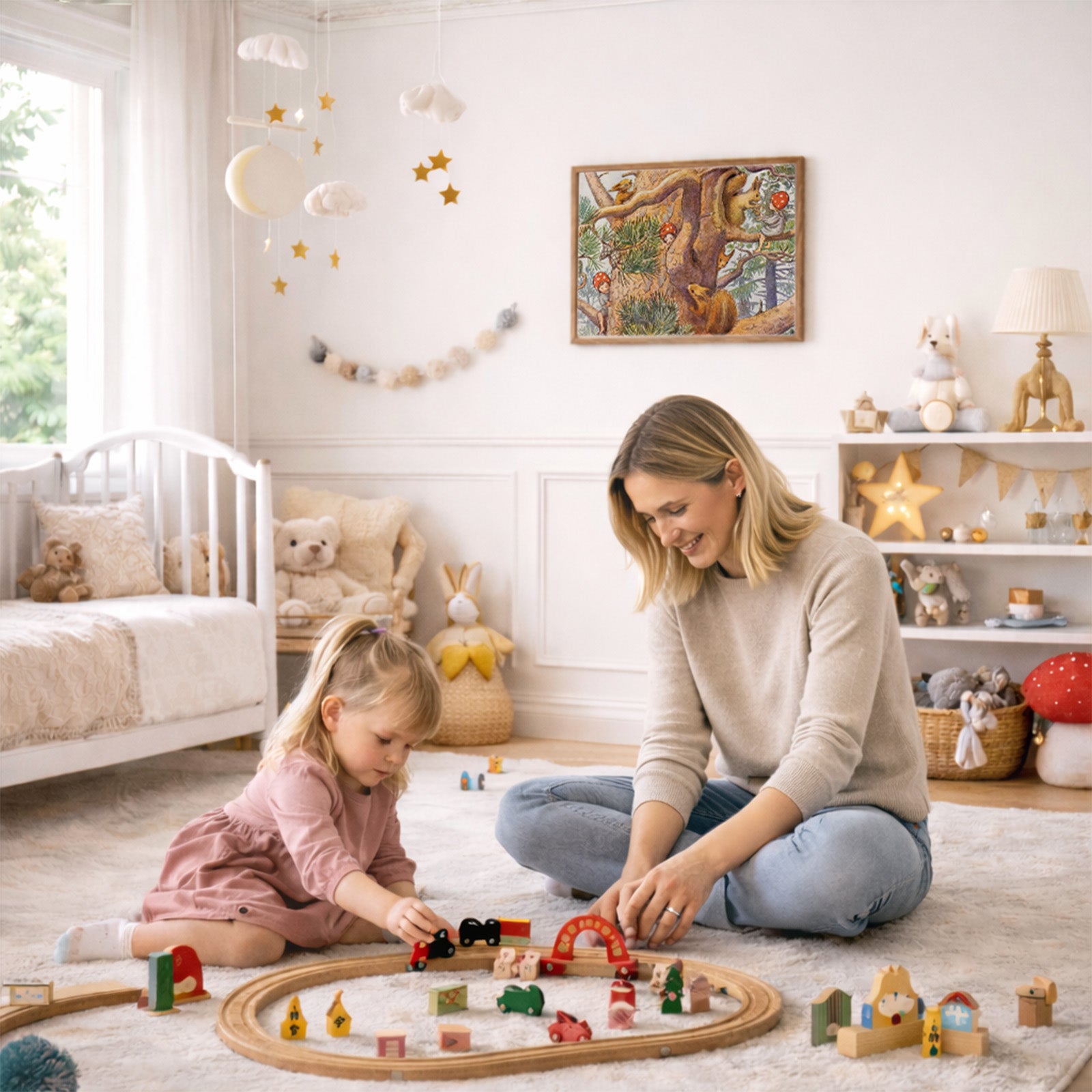 Tomtebobarnen som väggkonst i inspirerande inredningsmiljö