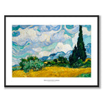 Wheat Field with Cypresses som konstposter från Historly – med vit kant och titel