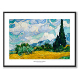 Wheat Field with Cypresses som konstposter från Historly – med vit kant och titel