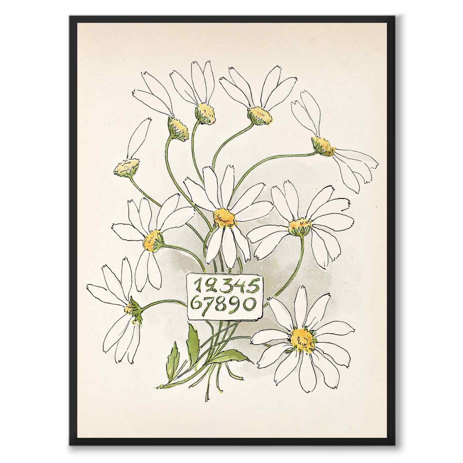 Siffror - Prinsarnes Blomsteralfabet av Ottilia Adelborg som konstposter från Historly – helbild utan vit kant