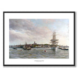 Göteborgs Hamn 1918 av Jacob Hägg som historisk Göteborgsposter från Historly – med vit kant och titel