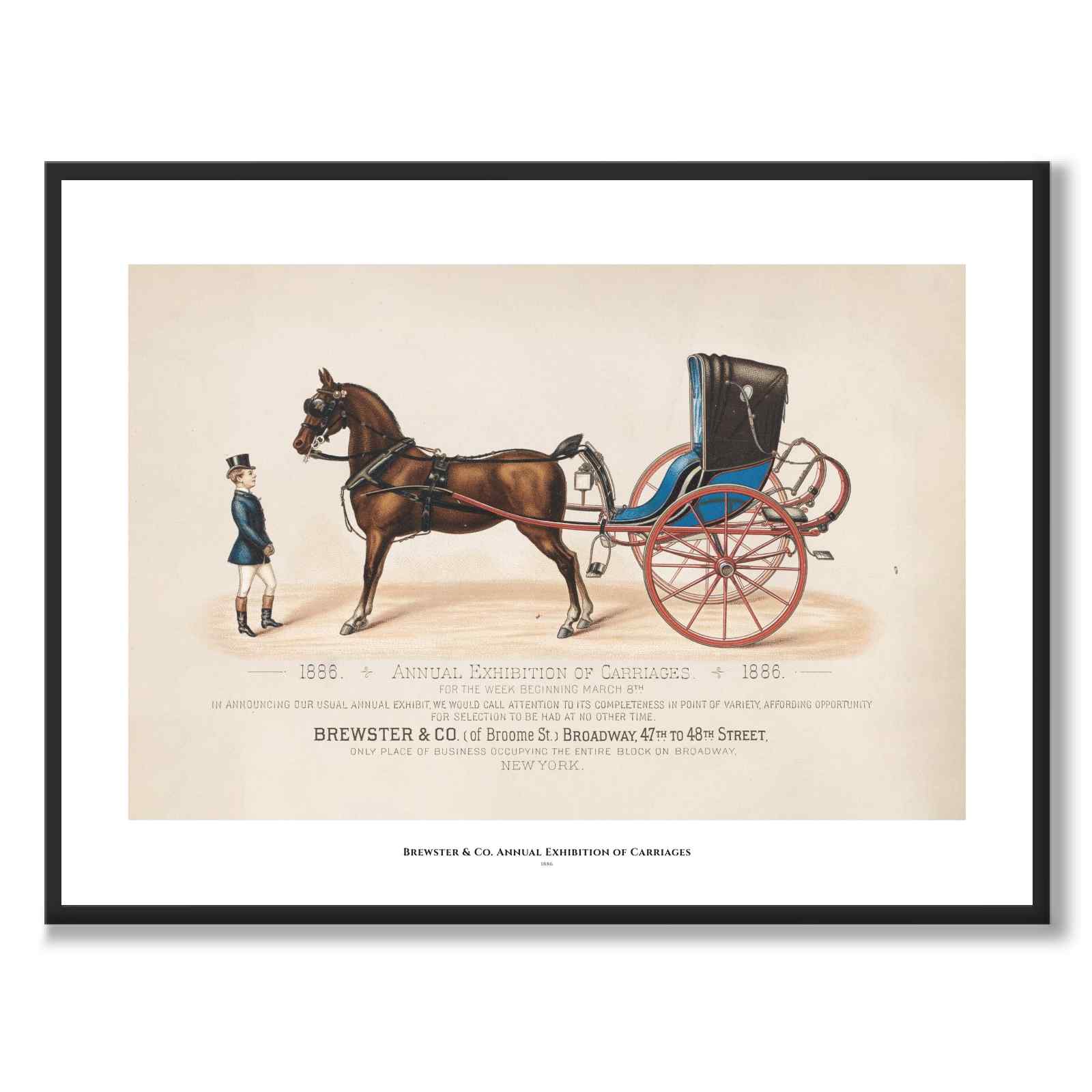 Brewster & Co. Annual Exhibition of Carriages som poster från Historly – med vit kant och titel