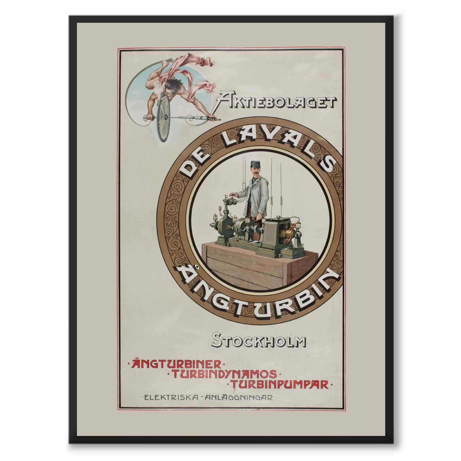 De Laval's Steam Turbine as a vintage illustration and poster from Historly – full image without white border