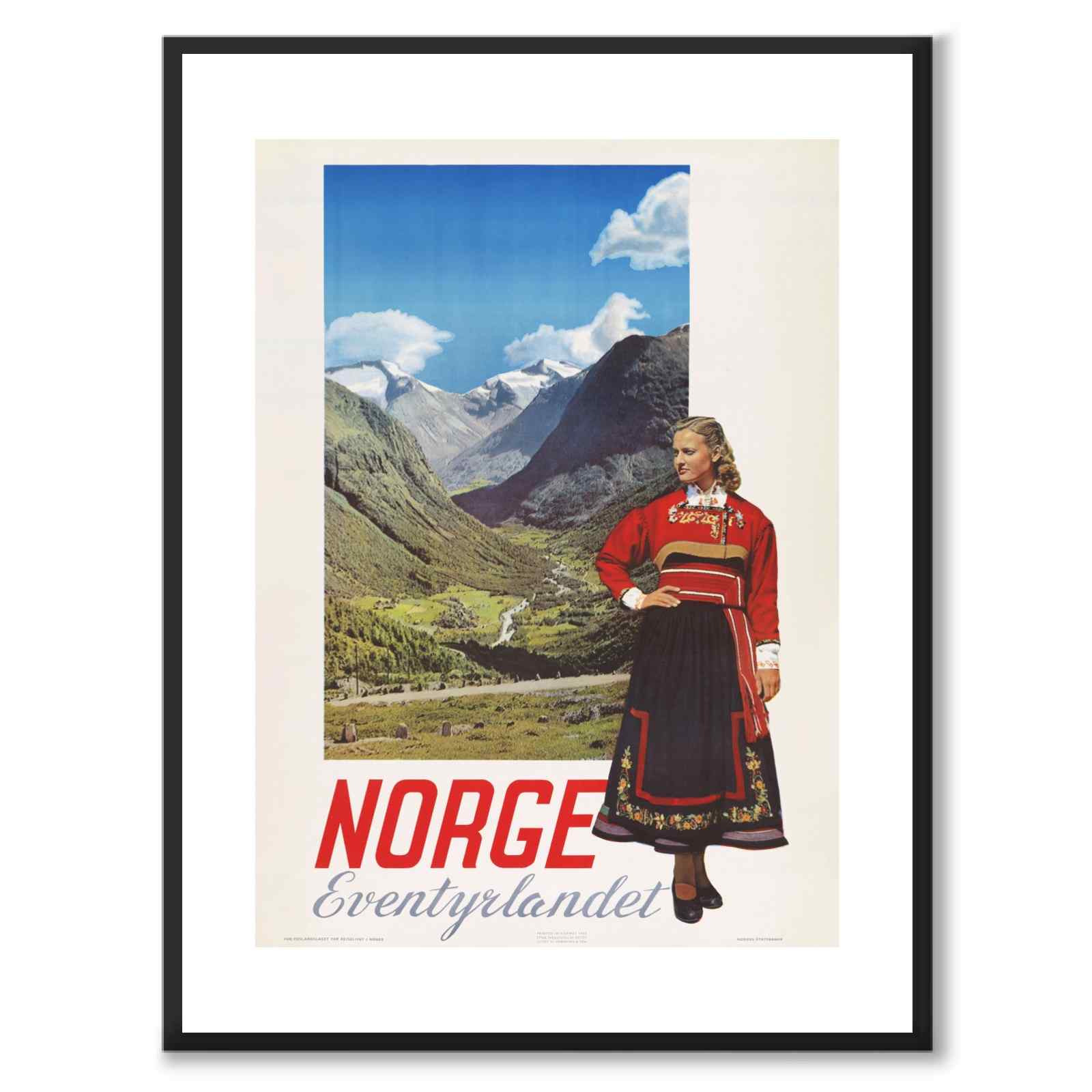 Norway The Fairytale Land as a vintage illustration and poster from Historly – with white border without title