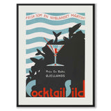 Cocktailsild som vintageillustration och poster från Historly – helbild utan vit kant