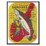 Finest Norwegian Sardines as a vintage illustration and poster from Historly – full image without a white border