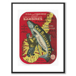 Finest Norwegian Sardines as a vintage illustration and poster from Historly – with white border and no title