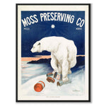 Moss Preserving Co som vintageillustration och poster från Historly – helbild utan vit kant