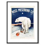 Moss Preserving Co som vintageillustration och poster från Historly – med vit kant utan titel