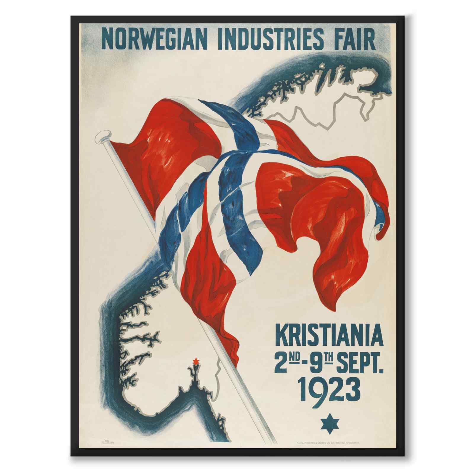 Norwegian Industries Fair as a vintage illustration and poster from Historly – full image without white border