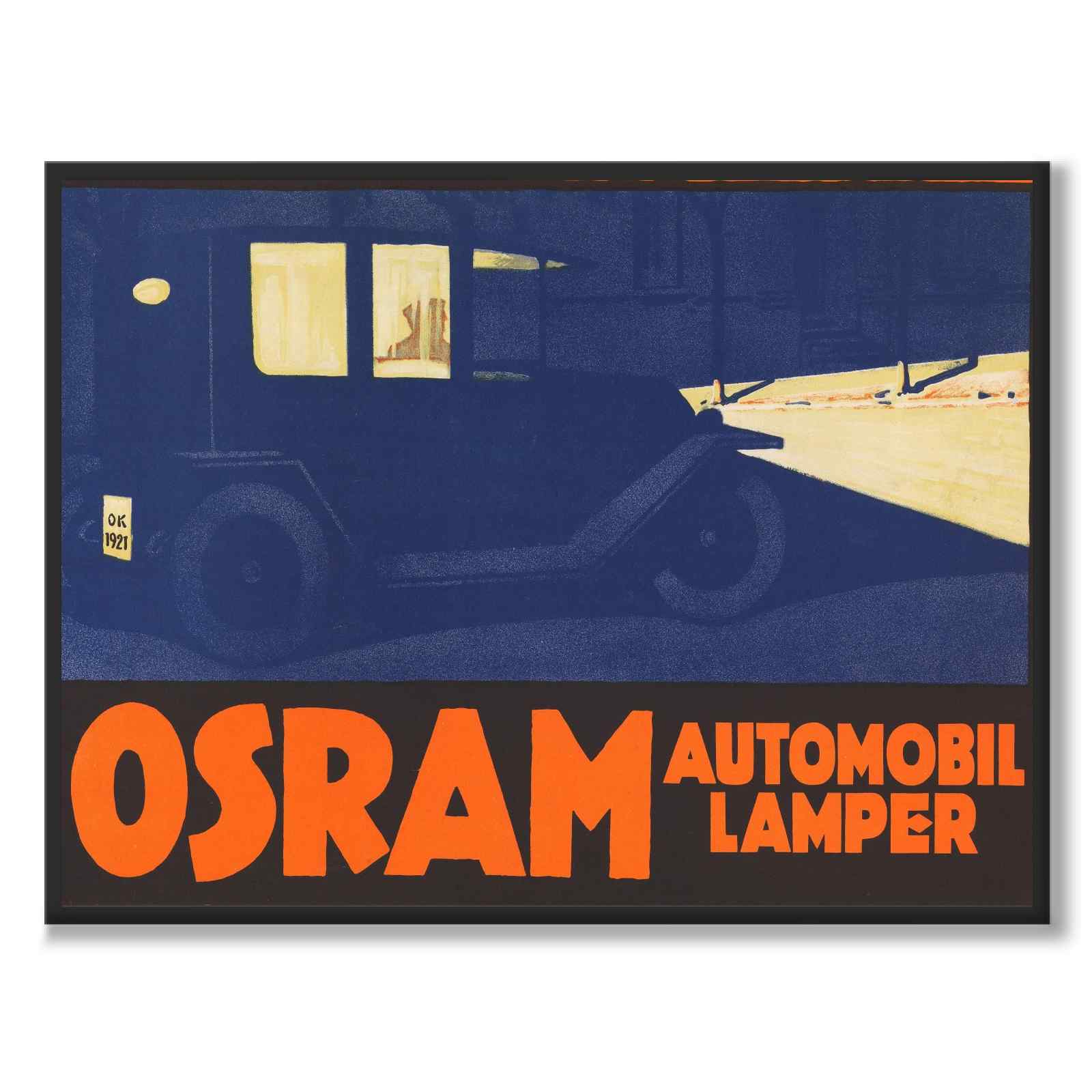 Osram Automobil som vintageillustration och poster från Historly – helbild utan vit kant