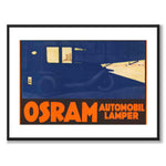 Osram Automobil som vintageillustration och poster från Historly – med vit kant utan titel