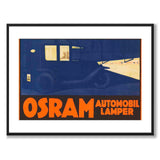 Osram Automobil som vintageillustration och poster från Historly – med vit kant utan titel
