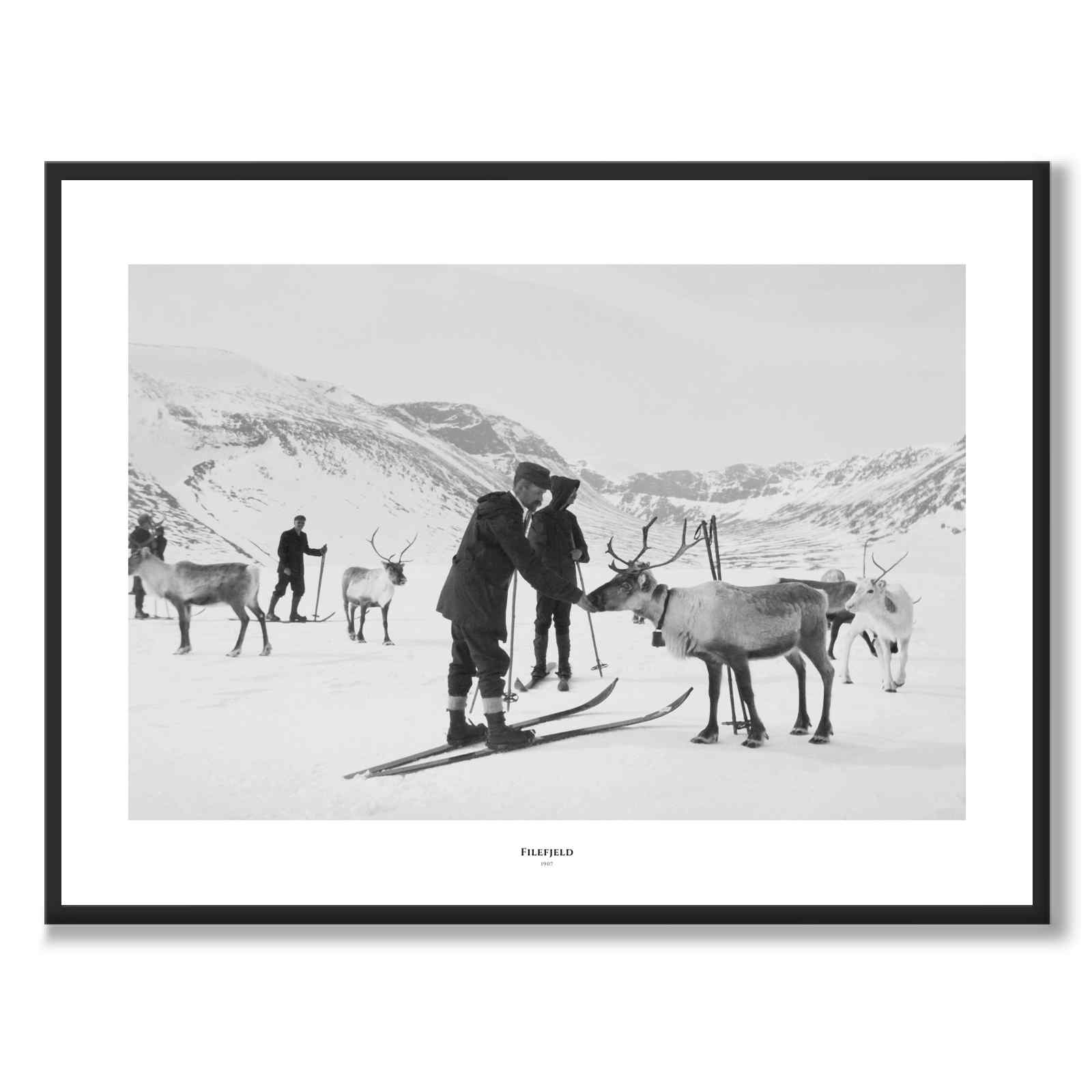 Filefjeld som historiskt fotografi och poster från Historly – med vit kant och titel