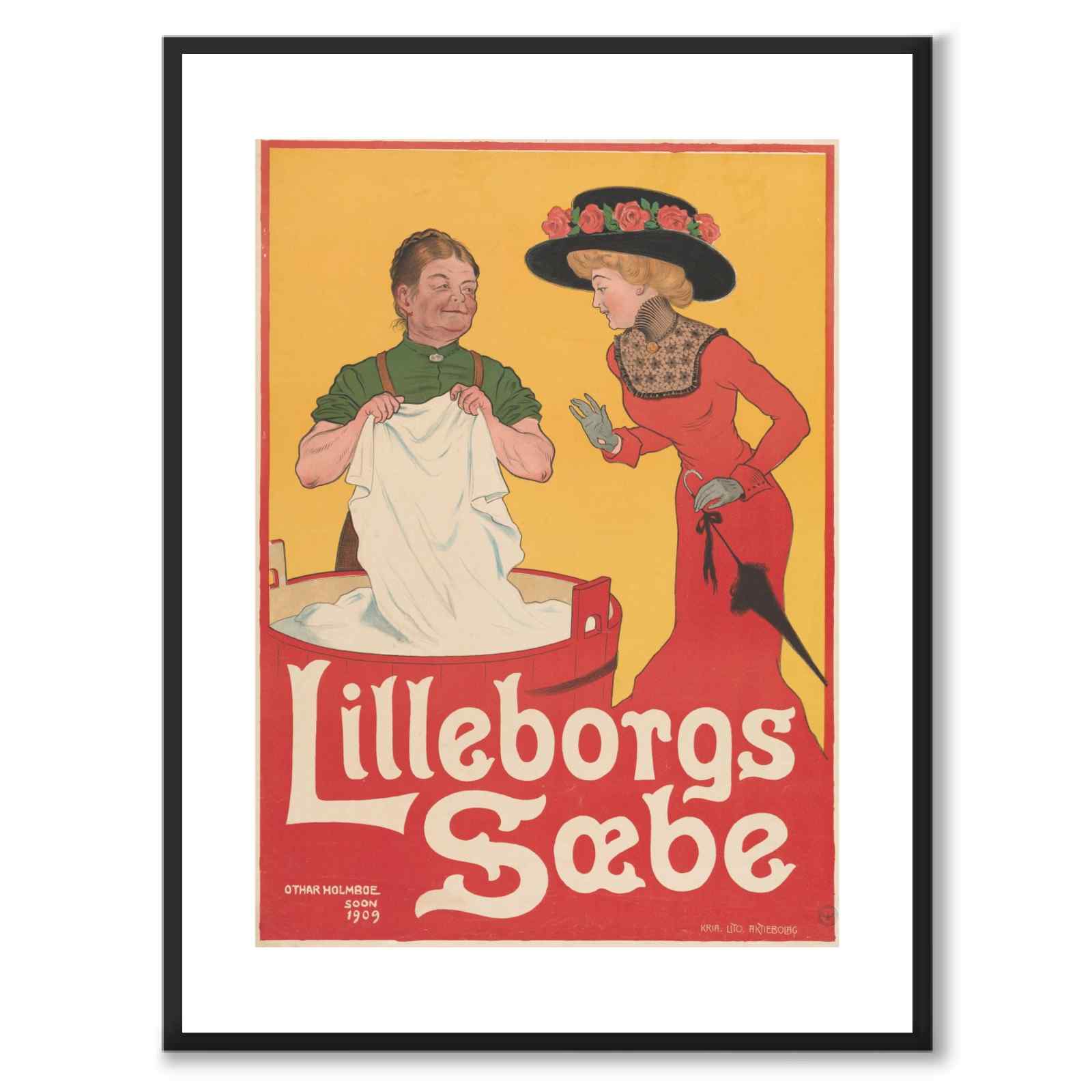 Lilleborgs Sæbe som vintageillustration och poster från Historly – med vit kant utan titel