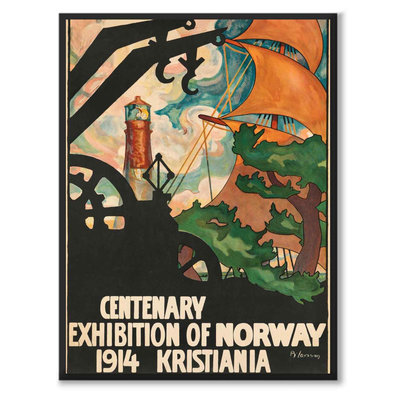Centenary Exhibition of Norway som vintageillustration och poster från Historly – helbild utan vit kant
