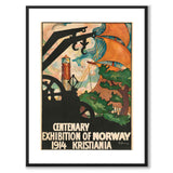 Centenary Exhibition of Norway as a vintage illustration and poster from Historly – with white border without title