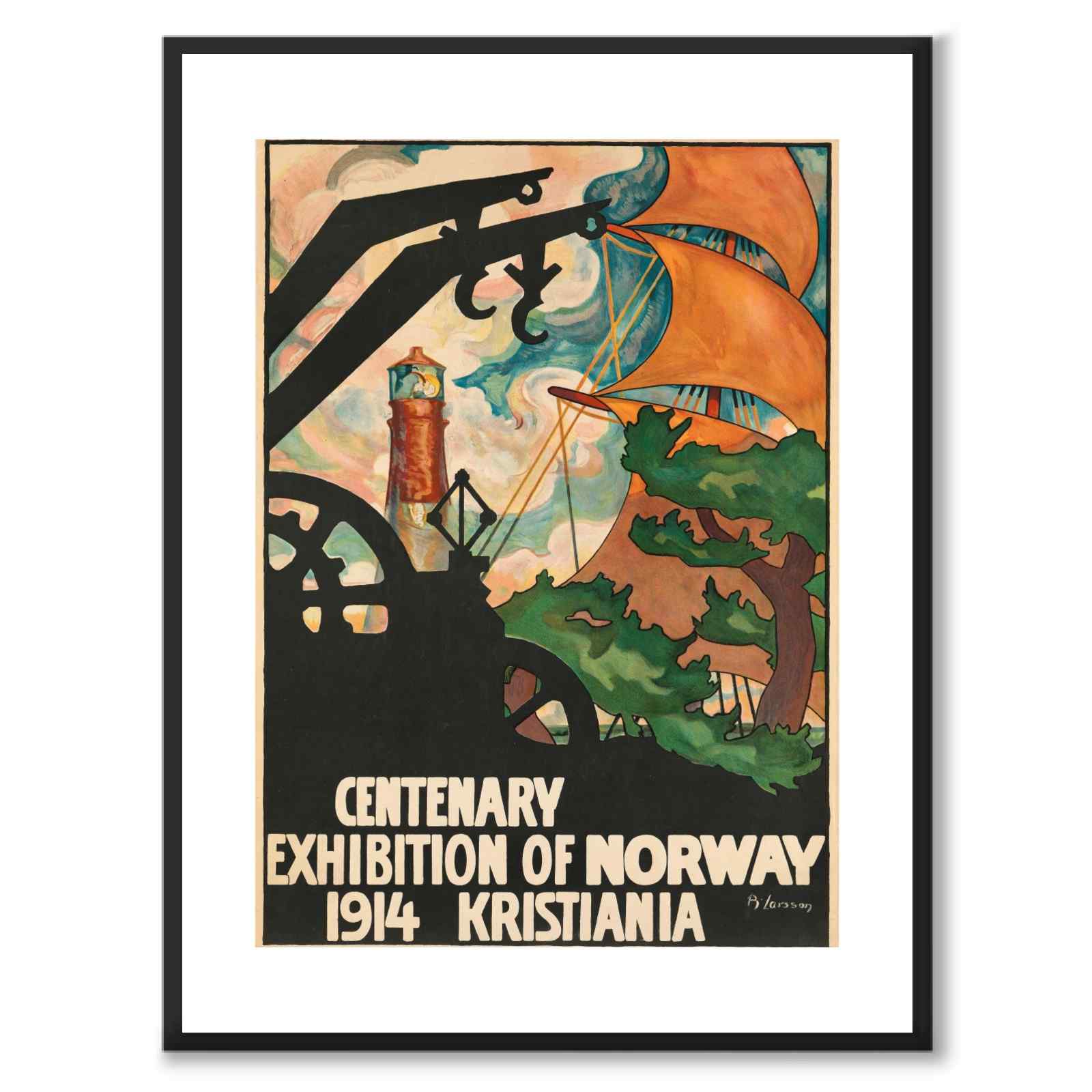 Centenary Exhibition of Norway as a vintage illustration and poster from Historly – with white border without title