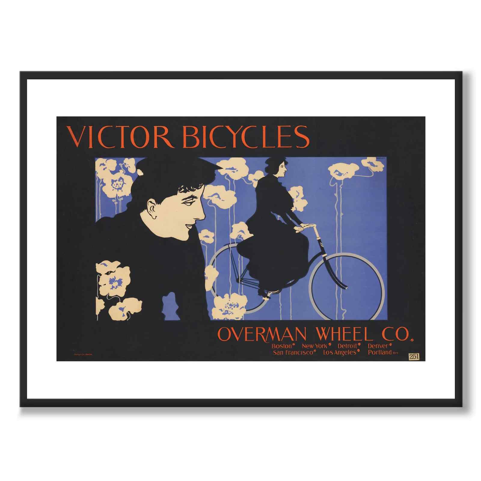 Victor Bicycles som vintageillustration och poster från Historly – med vit kant utan titel