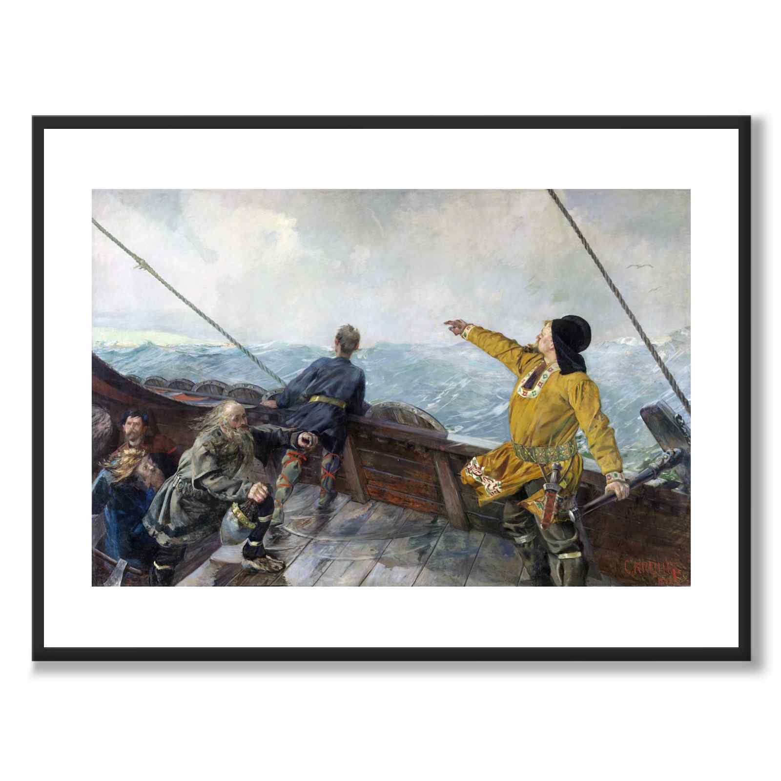 Leiv Eiriksson Discovering America som konstposter från Historly – med vit kant utan titel