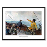 Leiv Eiriksson Discovering America som konstposter från Historly – med vit kant och titel