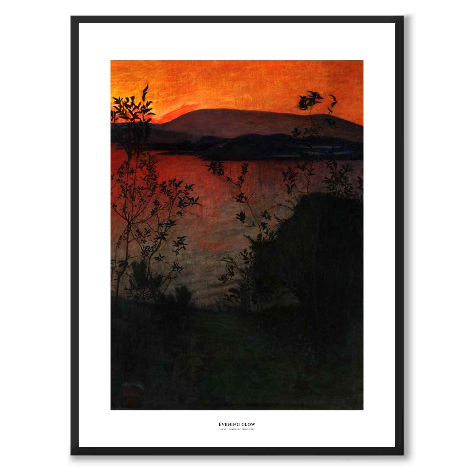 Evening Glow som konstposter från Historly – med vit kant och titel