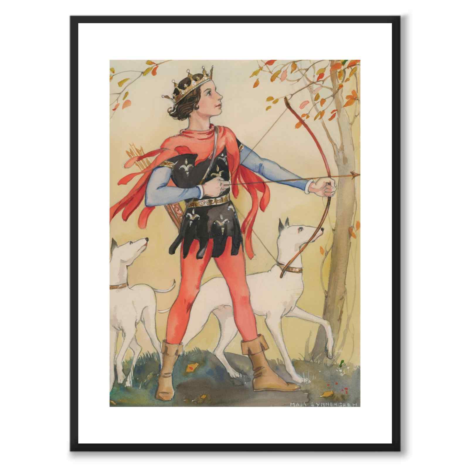 Sagoprinsessan som vintageillustration och poster från Historly – med vit kant utan titel