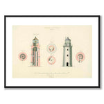 Hoburg Fyr, Gotland, 1846 som vintageillustration och poster från Historly – med vit kant utan titel