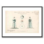 Måseskär Lighthouse, 1864 as a vintage illustration and poster from Historly – with white border and without title