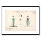 Måseskär Lighthouse, 1864 as a vintage illustration and poster from Historly – with white border and without title