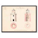 Utklippan Lighthouse, 1838 as a vintage illustration and poster from Historly – full image without white border