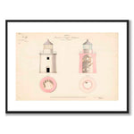 Utklippan Lighthouse, 1838 as a vintage illustration and poster from Historly – with white border without title