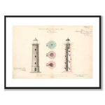 Segerstad Lighthouse, Öland 1882 as a vintage illustration and poster from Historly – with white border without title