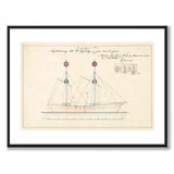 The lightship Utgrunden 1865 as a vintage illustration and poster from Historly – with white border without title