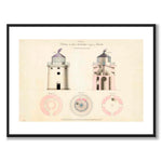 Djurstens Lighthouse as a vintage illustration and poster from Historly – with white border without title