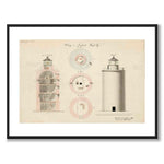 Landsorts Fyr som vintageillustration och poster från Historly – med vit kant utan titel