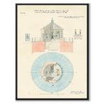 Korsö Lighthouse, Sandhamn, 1847 as a vintage illustration and poster from Historly – full image without white border