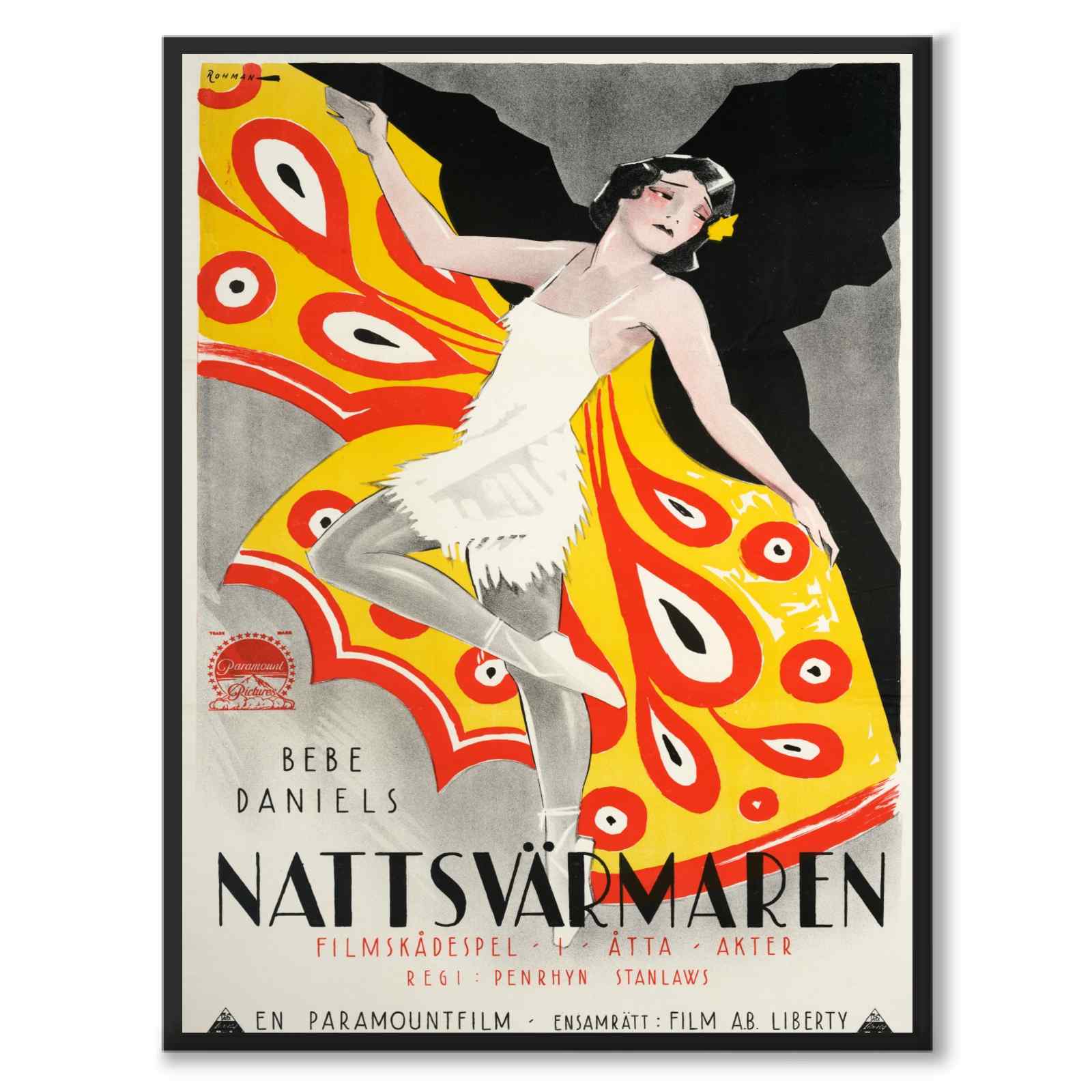 Nattsvärmaren som vintageillustration och poster från Historly – helbild utan vit kant