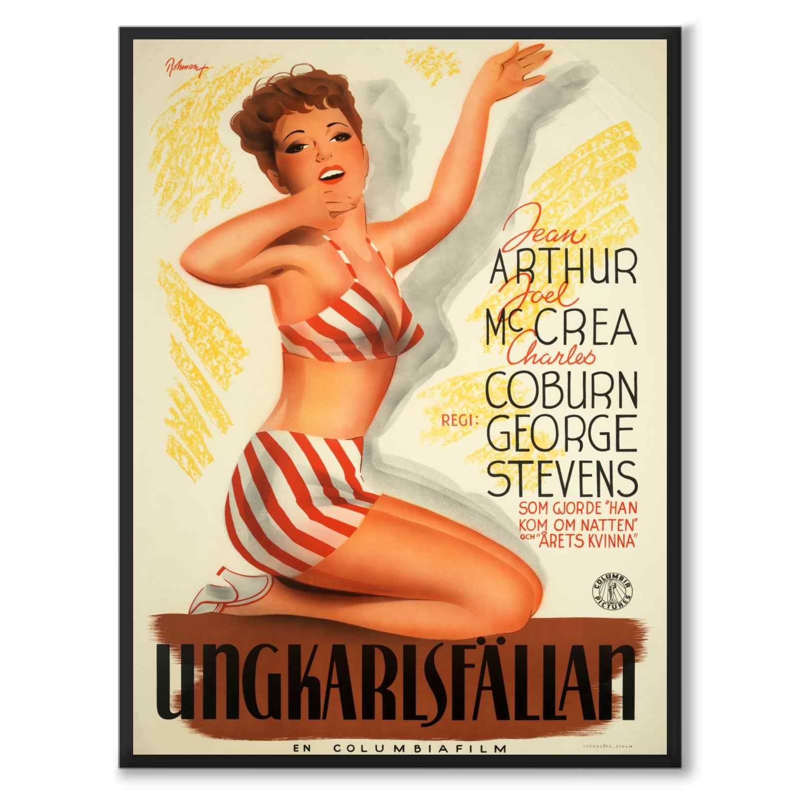 Ungkarlsfällan som vintageillustration och poster från Historly – helbild utan vit kant