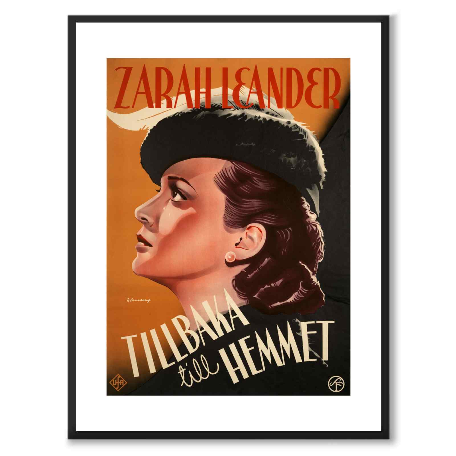 Zarah Leander - Back to the Home as a vintage illustration and poster from Historly – with white border without title