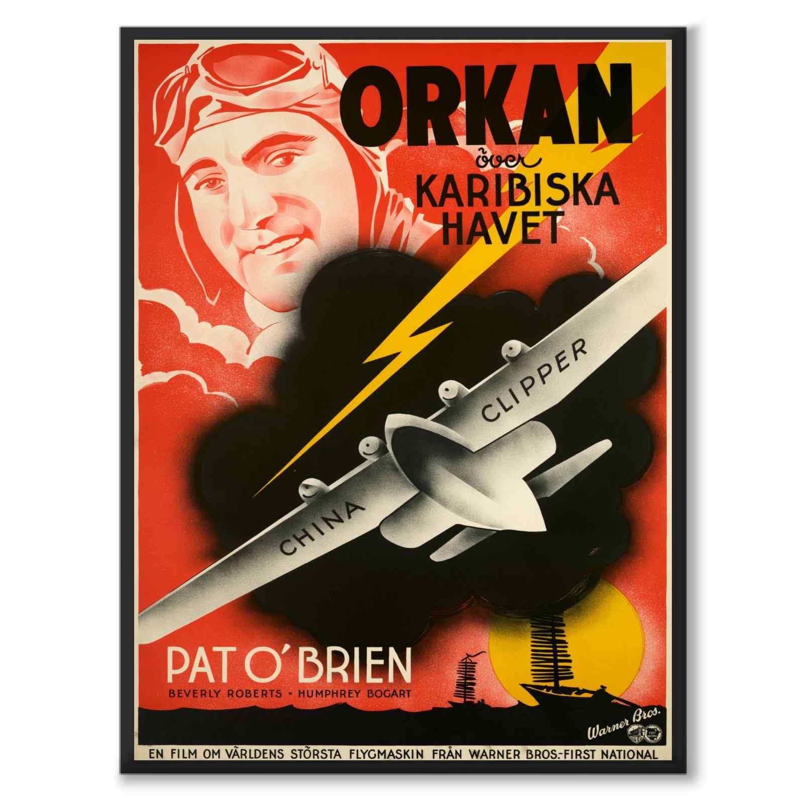 Hurricane over the Caribbean Sea as a vintage illustration and poster from Historly – full image without white border