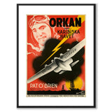 Hurricane over the Caribbean Sea as a vintage illustration and poster from Historly – with white border without title