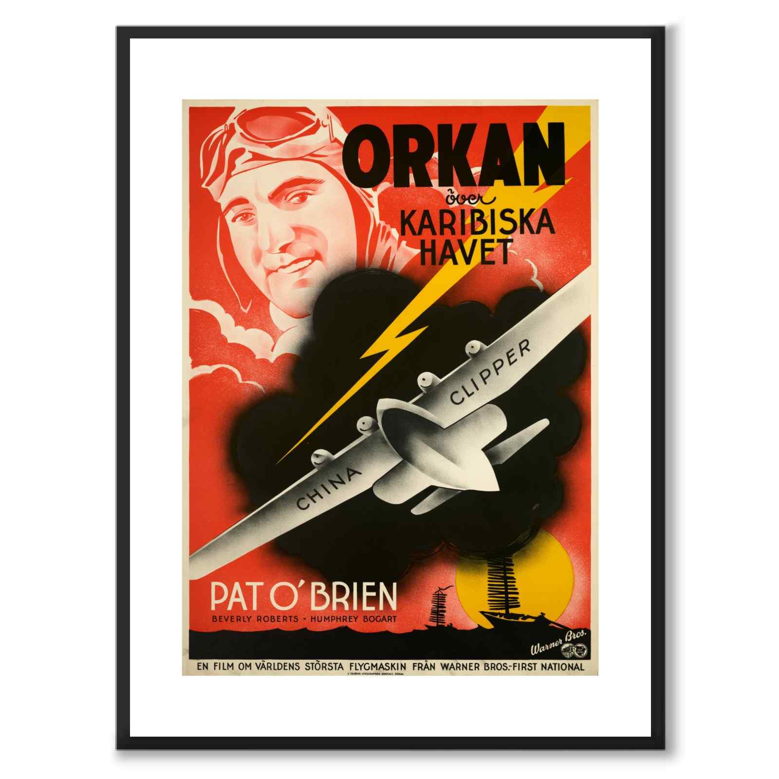 Hurricane over the Caribbean Sea as a vintage illustration and poster from Historly – with white border without title