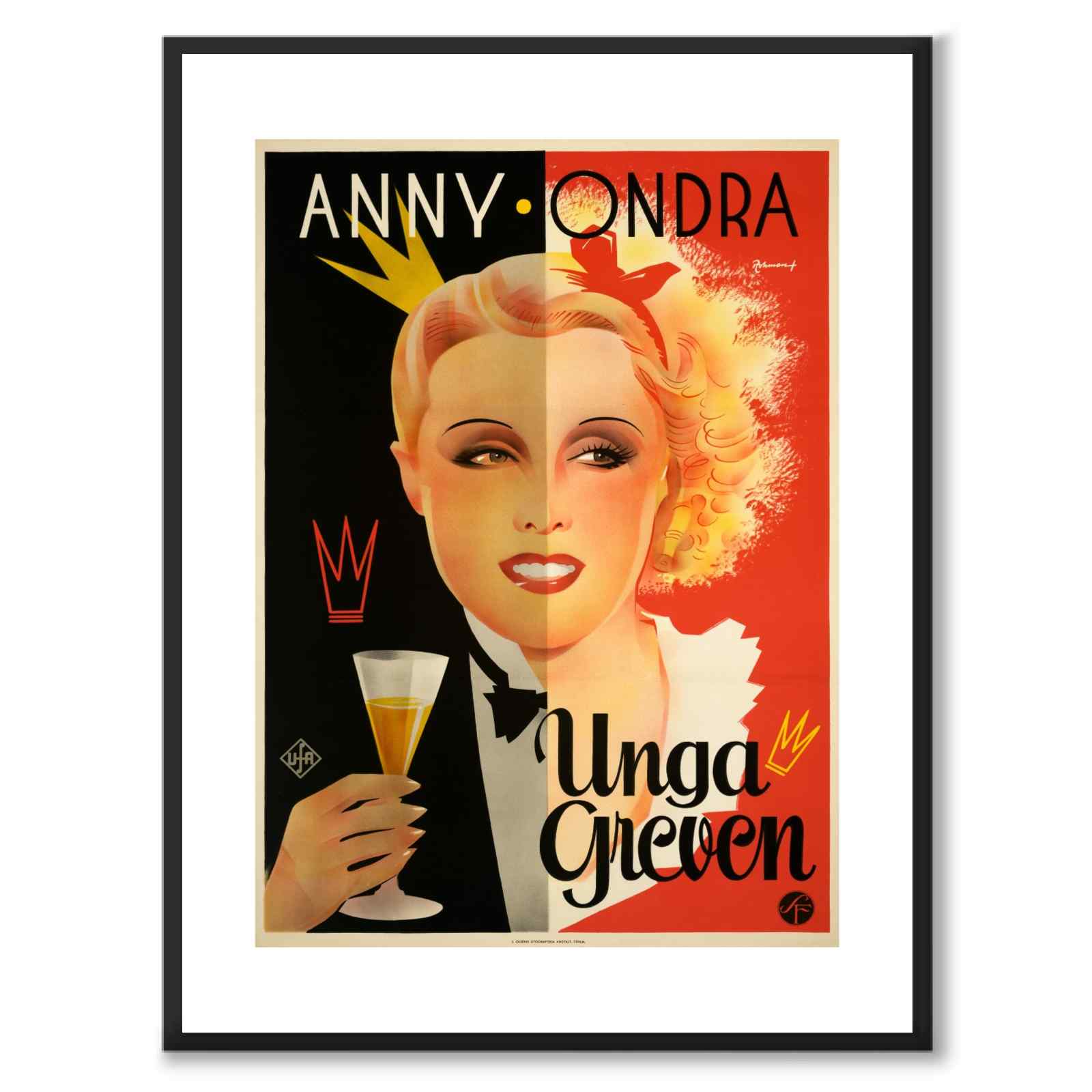Unga Greven som vintageillustration och poster från Historly – med vit kant utan titel