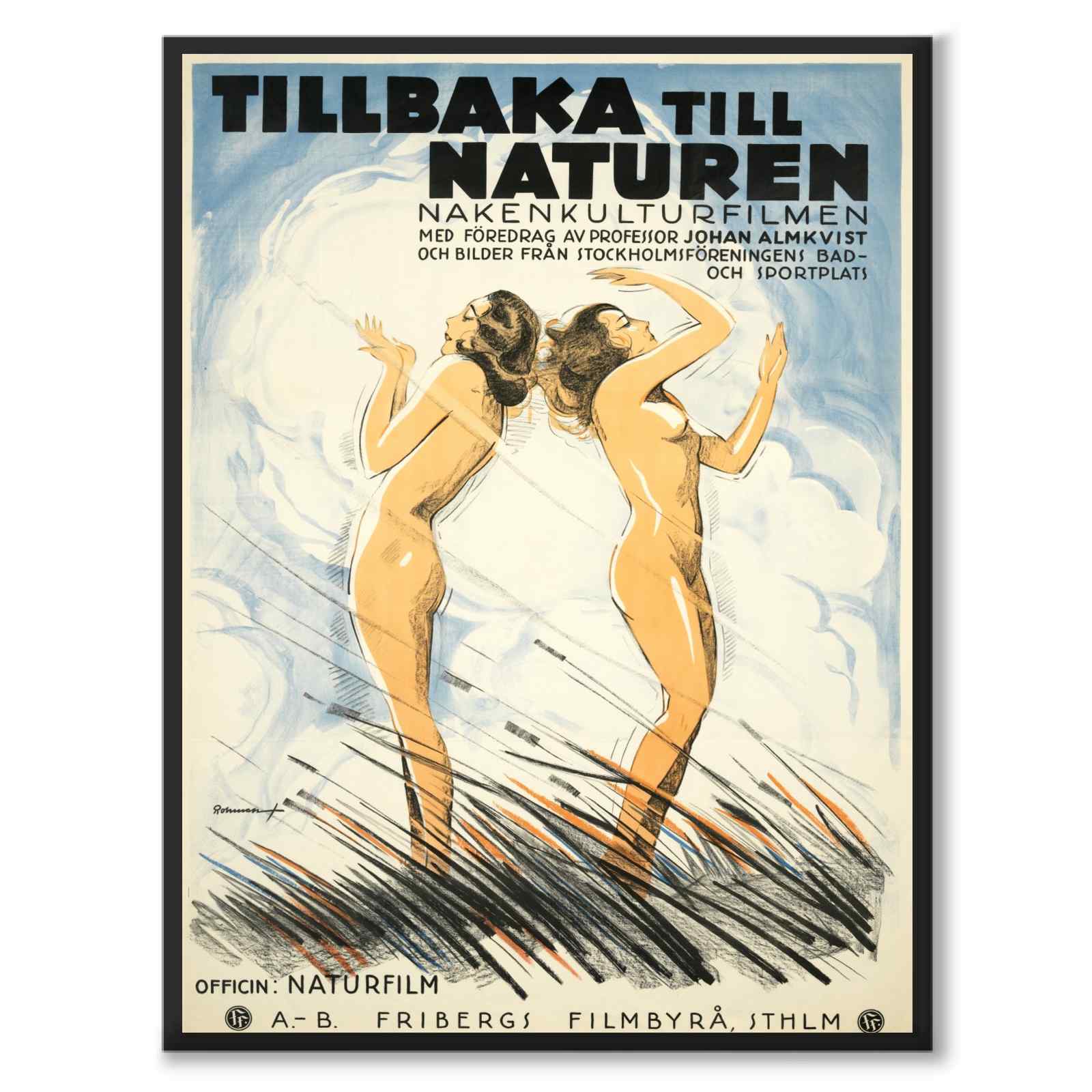 Tillbaka till Naturen - Nakenkultur som vintageillustration och poster från Historly – helbild utan vit kant