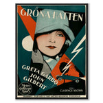 Gröna Hatten - Greta Garbo som vintageillustration och poster från Historly – helbild utan vit kant