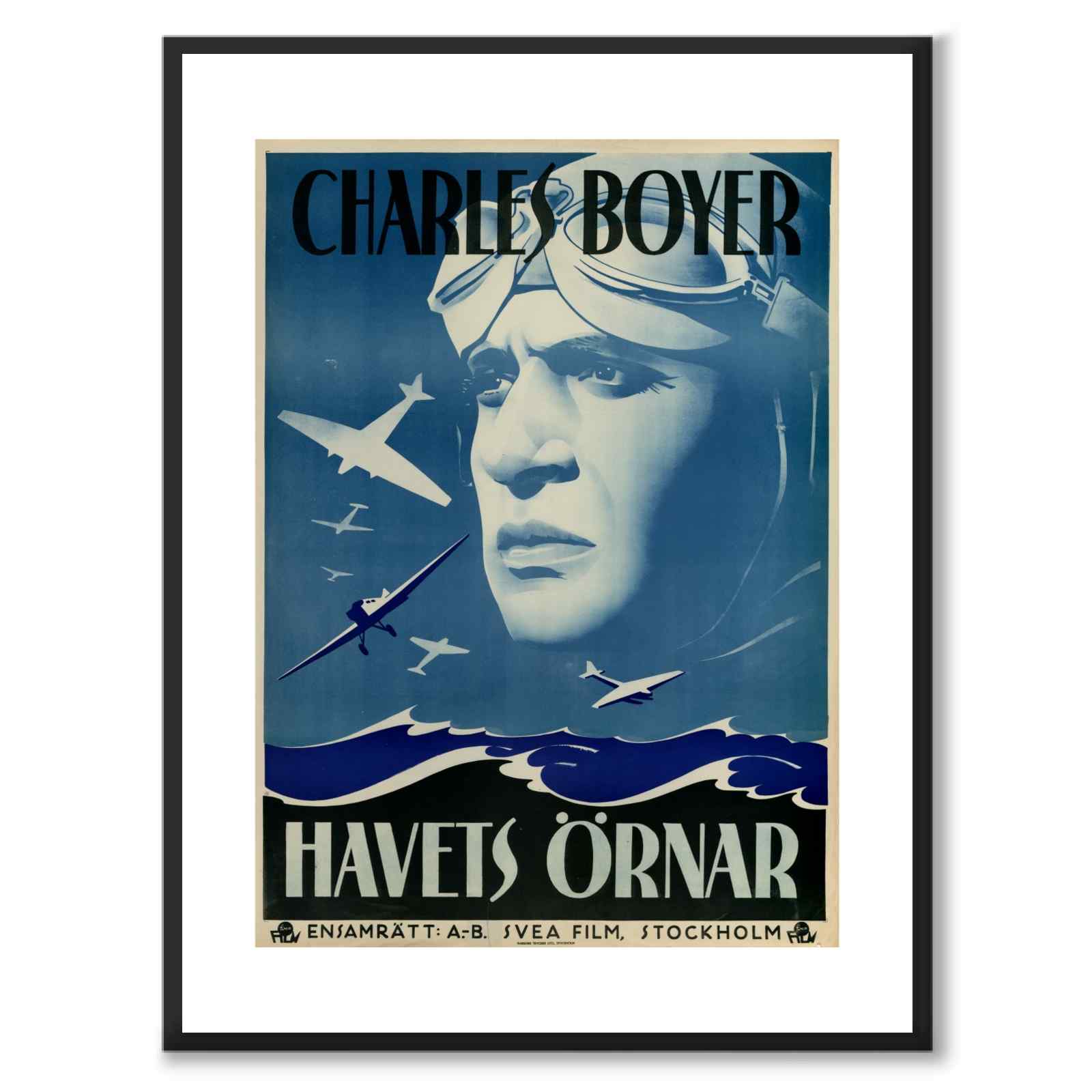 Havets Örnar som vintageillustration och poster från Historly – med vit kant utan titel