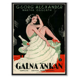 Galna Änkan som vintageillustration och poster från Historly – helbild utan vit kant